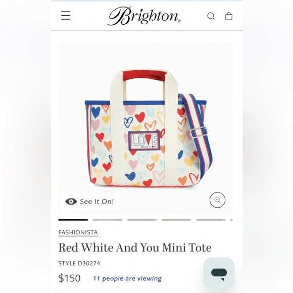 BRIGHTON Red White And You Mini Tote NWOT - Picture 6 of 10